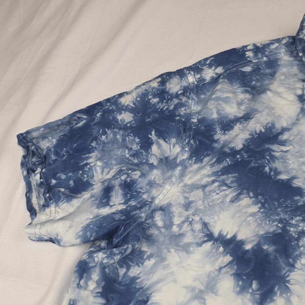 Tommy Bahama Camp Shirt Mens 2XL Poolside Tie Dye Linen Blend Coastal Vacation - Picture 9 of 12